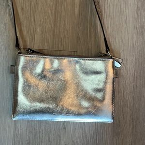 Silver leather crossbody purse